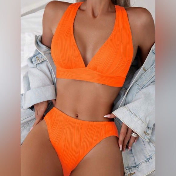 SHEIN Other - SHEIN Orange Bikini Set with Ribbed Texture (NWOT)